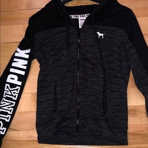 Victoria Secret PINK heathered black zip-up